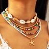 Handcess Boho-Perlen-Halskette, goldfarben, Muschel-Choker-Halsketten, Seestern-Anhänger, Halskette für Damen, Einheitsgröße, Muschel,