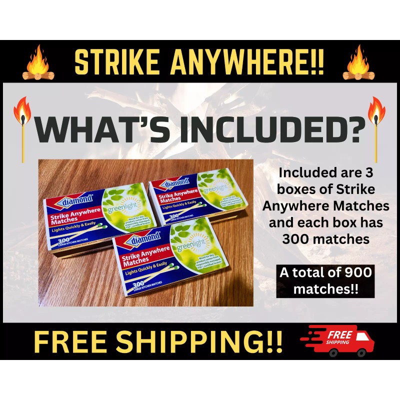 Strike Anywhere Matches - Perfect for Survival Kits, Camping, and