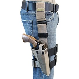 Barsony New Desert Sand Tactical Drop Leg Holster for Ruger GP100 Right