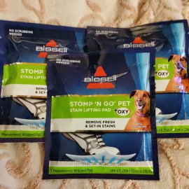 BISSELL ⭐Bissell Stomp 'N Go Pet Lifting Pads + Oxy Stain Removal for Carpet Rugs 3-PACK