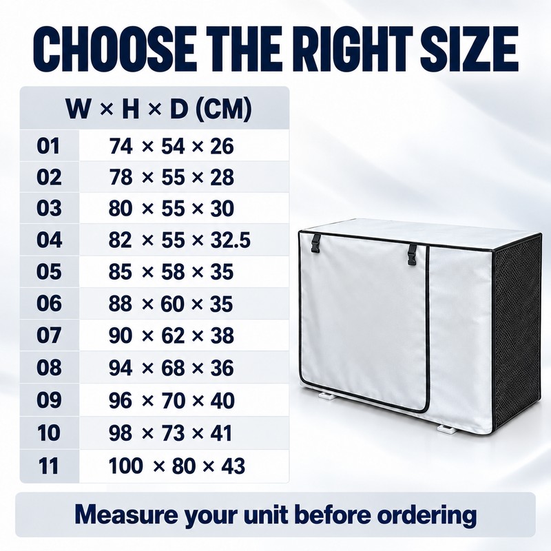 Outdoor Air Conditioner Cover, Oxford Cloth Weather Protector with Roll-Up