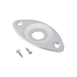 Holmer Guitar Jack Socket Plate Curved Recessed Oval Football Style Output Jack Plate Compatible with Les Paul Ibanez Jackson Guitar or Bass Parts with Screws Chrome.