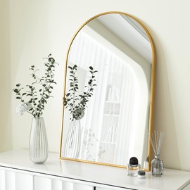 HARRITPURE 20"x30" Arched Bathroom Mirror - Wall Mounted Mirror - Gold Arch Mirror - Aluminum Alloy Frame Bathroom Mirror Living Room, Bedroom, Bathroom and Entryway