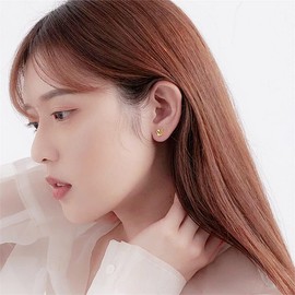 20g Minimalist Heart Sterling Silver Earrings for Women Girls Teens Charm Hollow Love Hearted Stud Tiny Small Ball Cartilage Tragus Screw Back Post Hypoallergenic Pierced Ear Jewelry Dainty Gifts (gold)