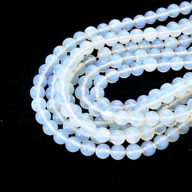 Gorgeous White Opal Gemstone Round Loose Beads for Jewelry Making (4mm, White Opal)