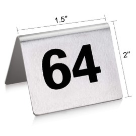 New Star Foodservice 27648 Stainless Steel Tent Style Table Number Card, 51-75, 1.5" x 2" Inch