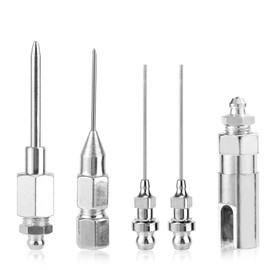 Tinoaly 5 Pcs Grease Gun Needle Tip Kit, Grease Needle Dispenser Hardened Steel Injector Nozzle Coupler Fitting Tool for Use in Narrow Spaces and Deep Holes in Metal
