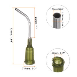 sourcing map Blunt Pointed Dosing Needles 14 Gauge 45° Curved Dosing Tips 1 Inch End Angled Dispenser Needle with Luer Elbow Blunt Needle for Oil or Glue Applicator Olive Pack of 12