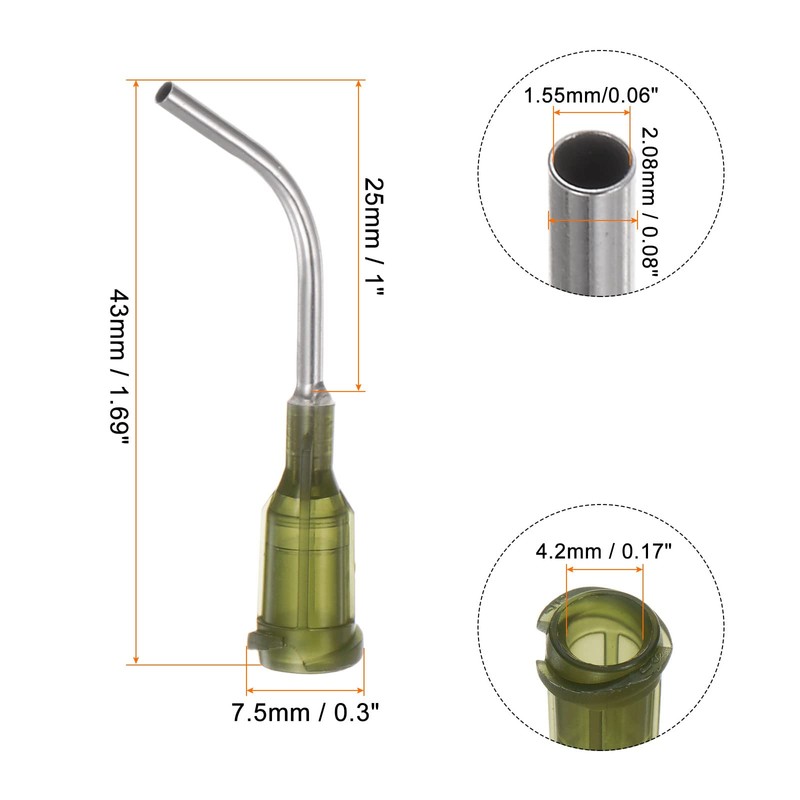 sourcing map Blunt Pointed Dosing Needles 14 Gauge 45° Curved