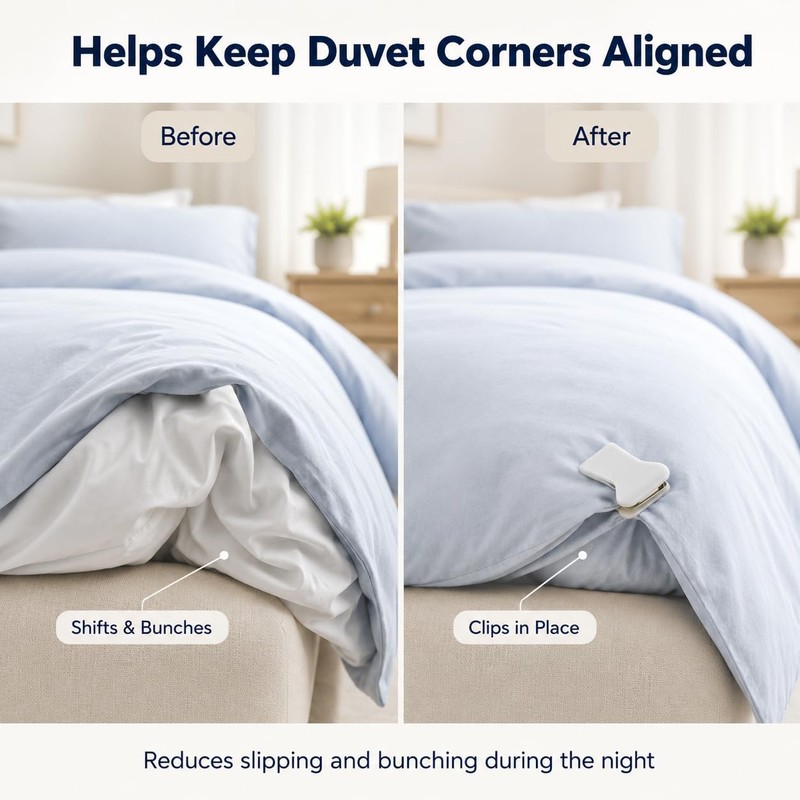 ZALAOR 6 PCS Padded Duvet Clips - Pinless Quilt Cover
