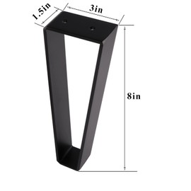 Osring 8 Inch Trapezoid Furniture Legs 4pcs, Solid Steel Furniture Hairpin Leg for Side Table, TV Stand and Cabinet, Black