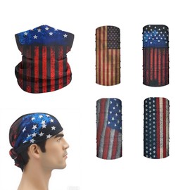 PSQIYMP 4PCS Seamless flag Face mask, Neck Balaclava Bandana, Sun protection for Summer, Versatile for Men & Women (US)