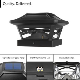 Davinci Lighting Renaissance Solar Outdoor Post Cap Lights - Includes Bases for 4x4 5x5 6x6 Posts - Bright LED Light - Slate Black (4 Pack)