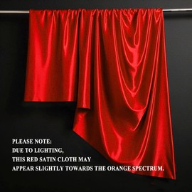 Red Satin Fabric 60 Inch by 5 Yards Solid Silky Charmeuse Fabrics for Wedding Decoration Table Cover DIY Dress Fashion Backdrop Crafts Support