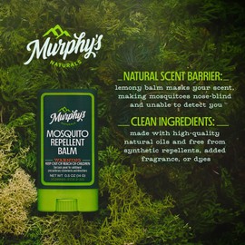 Murphy's Naturals Mosquito Repellent Balm Stick, Plant-Based, Natural Ingredients, Travel-Pocket Size, 0.5oz Each, 3-Pack