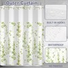 Green Leaves Shower Curtain No Hooks with Snap-in Fabric Liner