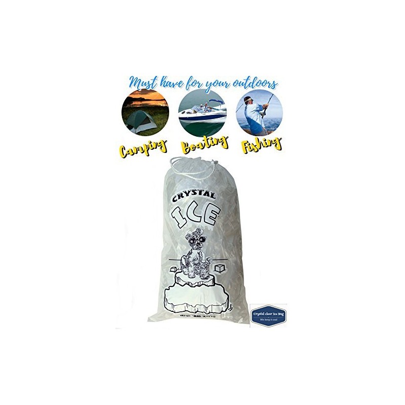 Crystal Clear Plastic Ice Bags with Cotton Draw String, 10