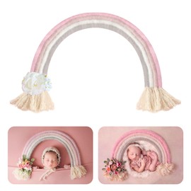 Newborn Photography Props Macrame Rainbow Decor Handmade Rainbows Newborn Photo Prop Rainbow Baby Photoshoot Props Bedroom Wall Decor Playroom Nursery Photo Props Accessories (Pink)
