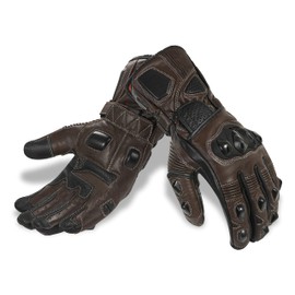 Riparo Genuine Leather Full Gauntlet Motorcycle Gloves Street Riding Gloves Hand Protection with Mobile Phone Touchscreen Motorbike Racing Cruiser Glove (Small, Brown)
