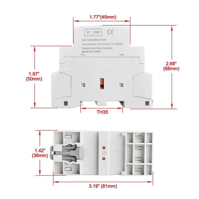 Heschen Household AC Contactor, HS1-25, Ie 25A, 4 Pole 2NO