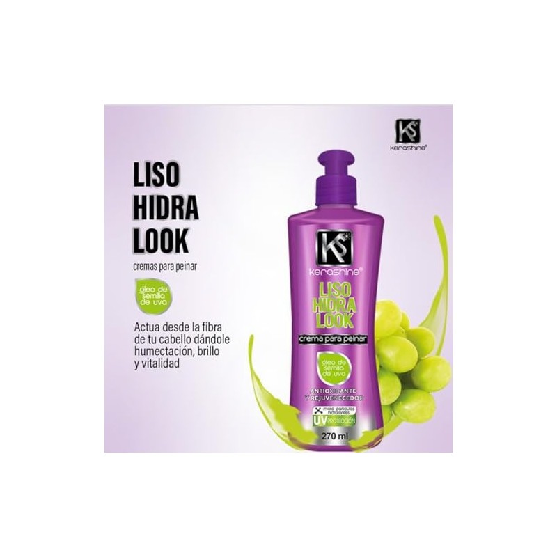 Kerashine Crema Para Peinar Liso Hidralook 270 ml