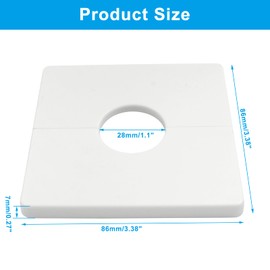 Unlorspy 2Pcs Square Shaped Wall Split Flange White Self-Adhesive Square Plastic Escutcheon Plate Cover with 28mm / 1.1 Inch Diameter Hole Replacement Cover Plate for Various Plumbing Accessories