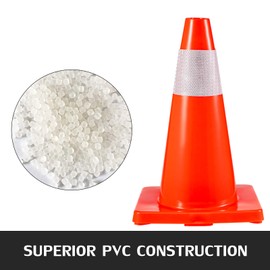 Happybuy 20-Pack 18" Traffic Cones, Safety Road Parking Cones with PVC Base, Orange Traffic Cone with Reflective Collars, Hazard Construction Cones for Home Traffic and Parking