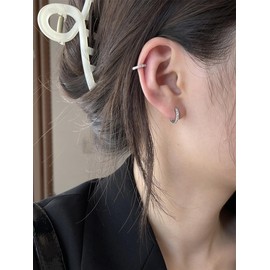 925 Sterling Silver Cubic Zirconia Tiny Mini Cartilage Small Hoop Earrings for Women Girls Black Diamond Round CZ Huggie Hoops 8mm (8mm Clear)