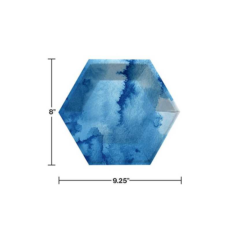 Watercolor Wash Blue Dessert Plates, 8 ct