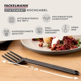 Fackelmann Statement Plastic Cooking Fork - Kitchen Fork with Ergonomic Handle - Suitable for Coated Pots and Pans - Heat Resistant and Dishwasher Safe