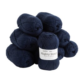 Knit Picks Mighty Stitch Acrylic and Superwash Wool Blend Worsted Weight Blue Yarn Pack - 10 skeins of 100g Each - 2080 Yards Total (Navy)