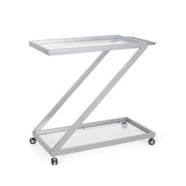 Christopher Knight Home Caraway Modern Iron and Glass 2 Tier Bar Cart, Silver