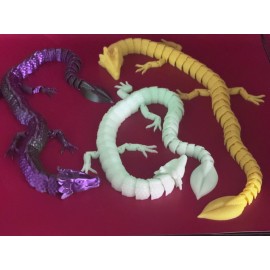 Articulating Dragon Fidget Toy Message Color Glow White or Yellow, Multi Color