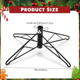 Barydat Christmas Tree Stand for Artificial Tree Folding Stand, Replacement Xmas Tree Holder Dark Green Folding Tree Stand Base for Christmas Winter New Year Artificial Tree Decorations (18 Inch)