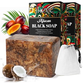 African Black Soap, Organic African Black Soap 200 g, African Soap Against Acne and Dark Spots, Raw Black Soap for All Skin Types - Face, Body, Hair