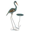 giole Metal Crane Garden Statue for Outside with Leaf Tray