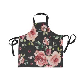Rose Flowers Floral Apron with 2 Pockets for Women Men Adjustable Garden Bib