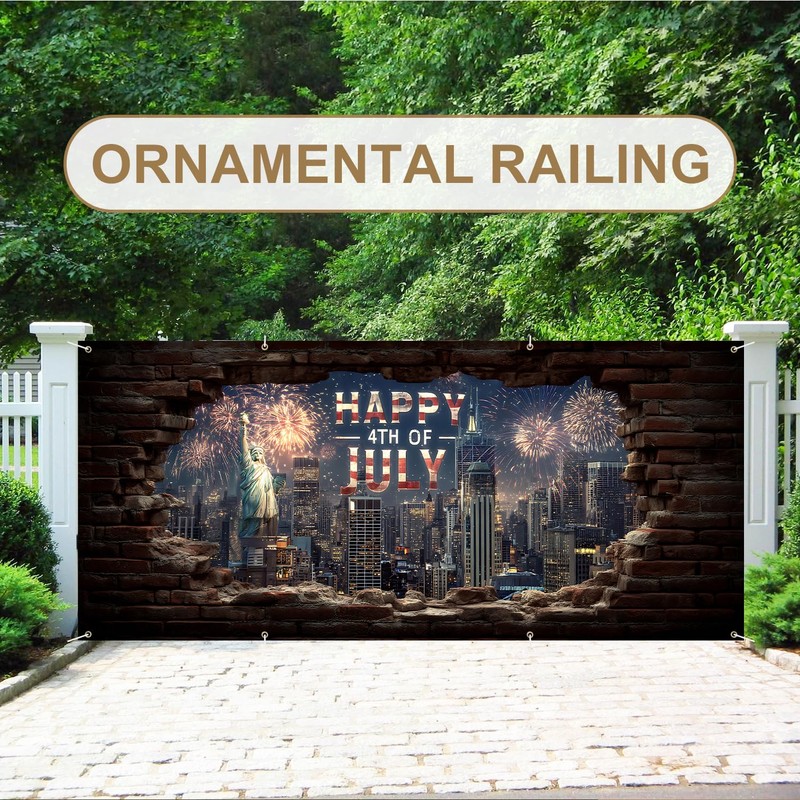 6 x 13 FT Large Patriotic American Flag Garage Door