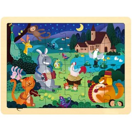 MoinKidz 24 Piece Puzzles for Kids Ages 3-5, Forest Musicians Wooden Jigsaw Puzzle for Toddlers 2 3 4 5 Year Old, Preschool Toddler Puzzles Ages 2-4 with Tray