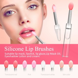 Silicone Lip Brushes Tool, Lipstick Applicator Brushes with Caps for Makeup Beauty Brushes, Eyeshadow Lip Brush for Applying Mask Oil, Lipstick Lip Gloss, 8pcs/box Multi-colored