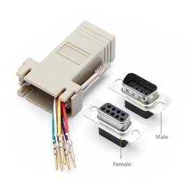 Willwewon 20PCS(10PCS Male + 10PCS Female) DB9 to RJ45 Modular Adapter, 9 Pin Serial Port to RJ45 Female Ethernet Adapter