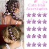 YISSION 20 Pcs Mini Purple Rhinestone Hair Clips Cute Flower