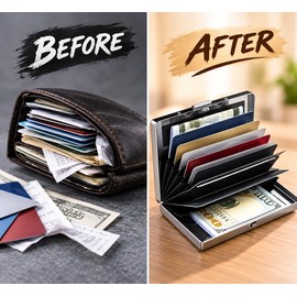 RFID Blocking Card Holder for Everyday Carry – Slim Alloy & PU Leather Wallet Case for Pocket, Work and Travel
