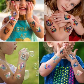 Tazimi 125 PCS Watercolor Animals Temporary Tattoo Stickers For Kids- Colorful Ocean Animals Waterproof Tattoos for Girls Boy Birthday Party Favors