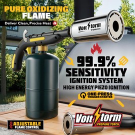 Cooking Torch Kitchen Blow Torch - Grill Gun Propane Torch with Upgraded Ignition System, Adjustable Flame, Culinary Torch, Sous Vide Torch for Chefs Searing Meat, Steaks, Lighting Campfires, BBQ etc