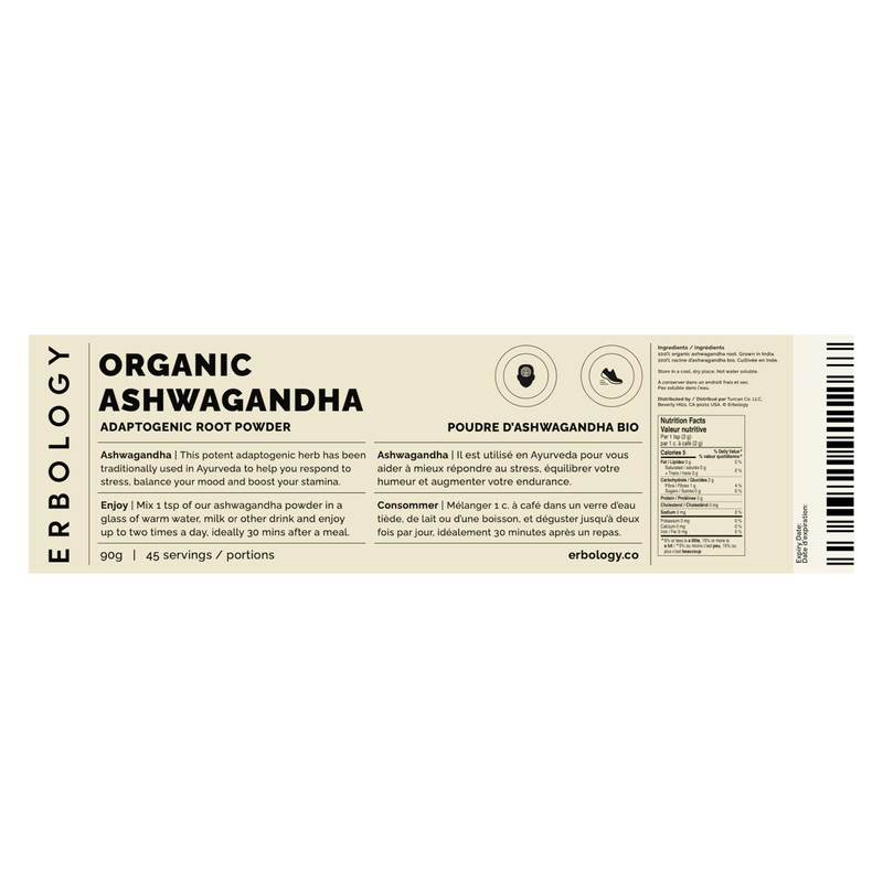 Organic Raw Ashwagandha Powder 220 g Adaptogen Sustainably Sourced from