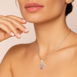 GALWAY Crystal Claddagh Heart Pendant Necklace, Irish Design with Gift Box Sterling Silver - 16"-18" Rose Gold & Silver