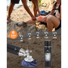 SANTECO Thermos Flask, Stainless Steel, 1 L, 500 ml, Leak-Proof Insulated Bottle with Drinking Cup for Travel, Coffee & Tea for Children, Sports, BPA-Free, 24 Hours Cold & 12 Hours Hot