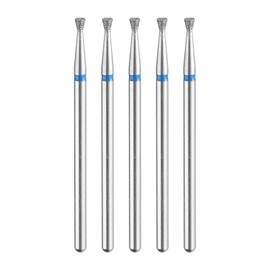 sourcing map 5pcs 120-140 Grits Diamond Grinding Bit 2.1mm Inverted Cone Head 2.35mm Shank 2mm Length Stone Sanding Drill Bits Rotary Tool for Ceramic Glass Nails Grinding Polishing