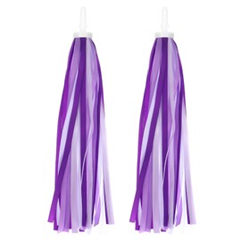 Aysatogc 1 Pair Bike Streamers, Bike Tassels for Kids Handlebar Streamers Child Bikes Accessories Handle Bar Grips Accessories Scooter Bicycle for Girls and Boys(Purple White)